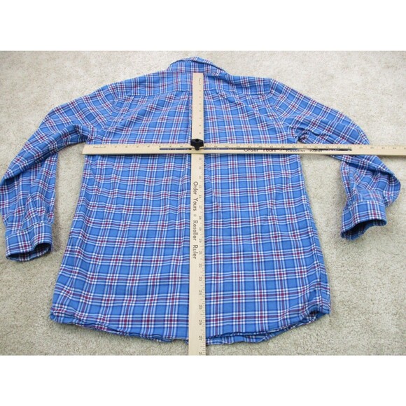 Vineyard Vines Shirt Boy Youth Extra Large 18 Blue Whale Flannel Plaid Button Up - Picture 7 of 10